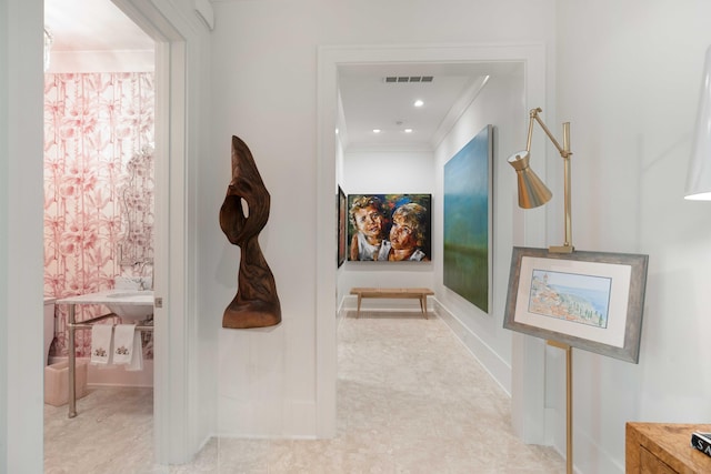 2538 Helmsman Rd, Johns Island, SC 29455 - hall with visible vents, baseboards, and ornamental molding