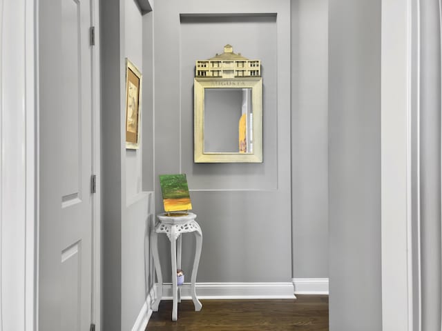 interior space with dark hardwood / wood-style flooring