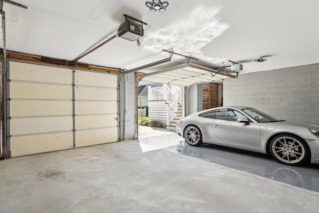 garage with a garage door opener