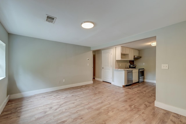 unfurnished living room featuring light hardwood / wood-style floors