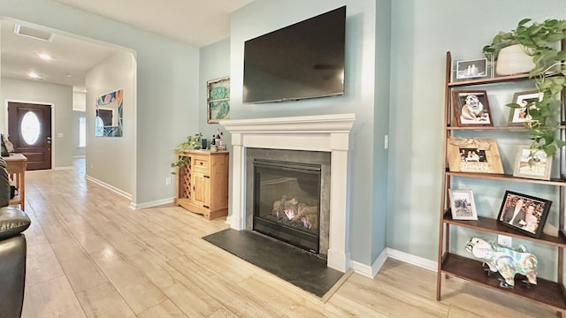 interior space with light hardwood / wood-style floors