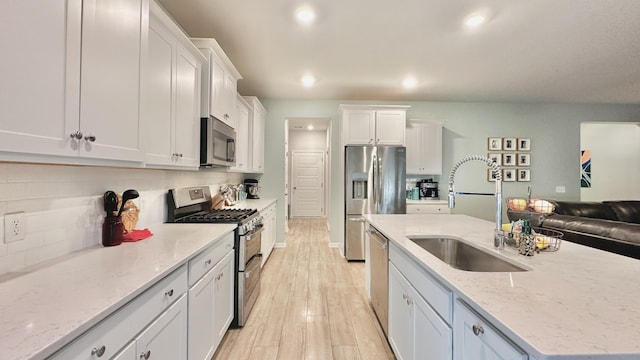 kitchen featuring sink, white cabinets, and appliances with stainless steel finishes