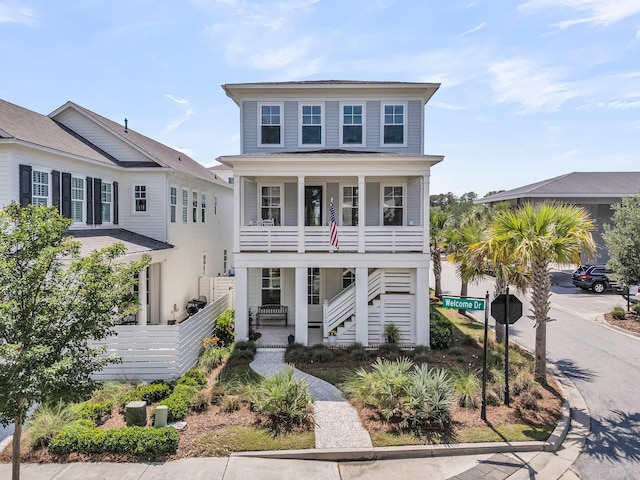 1182 Welcome Dr, Mount Pleasant, SC 29464 - view of front of property featuring a porch, stairs, and a balcony