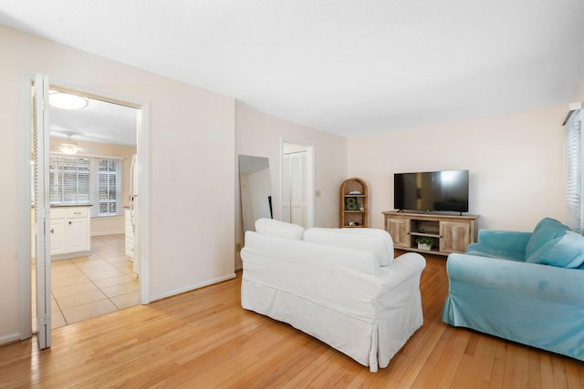 living room with wood-type flooring