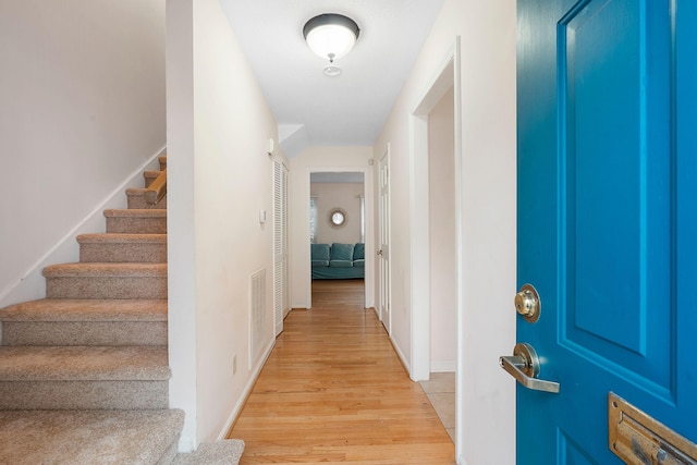 foyer entrance featuring light hardwood / wood-style flooring