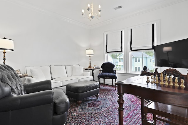 3998 Capensis Ln, Ravenel, SC 29470 - living area featuring a chandelier and ornamental molding