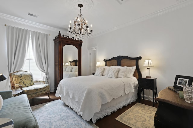 3998 Capensis Ln, Ravenel, SC 29470 - bedroom featuring a chandelier, ornamental molding, and wood finished floors