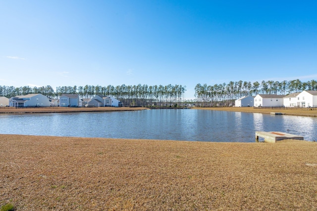 view of water feature with a residential view