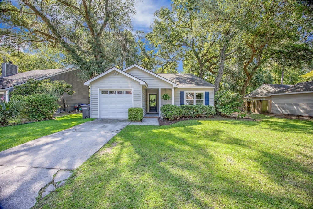 512 Castle Hall Rd, Mount Pleasant, SC 29464 - ranch-style home with a garage, a front yard, and driveway