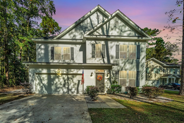 view of property with a garage