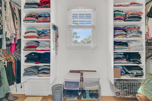 spacious closet featuring wood finished floors