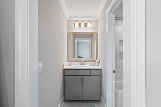2802 Cavalcade Cir, Johns Island, SC 29455 - bathroom featuring ornamental molding, baseboards, and vanity