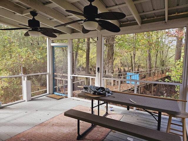 3695 Cannon Rd, Round O, SC 29474 - unfurnished sunroom featuring a ceiling fan