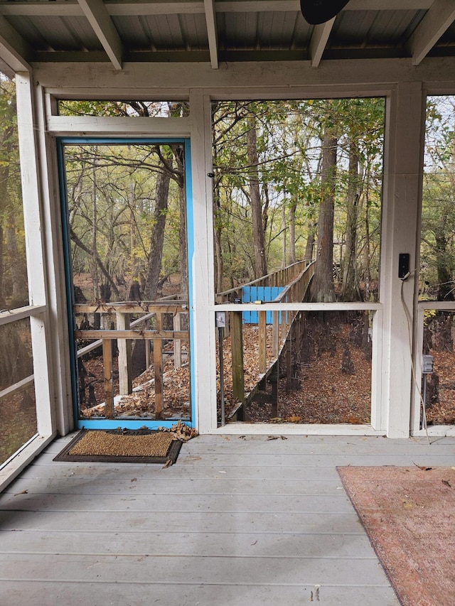 3695 Cannon Rd, Round O, SC 29474 - unfurnished sunroom featuring plenty of natural light and beam ceiling