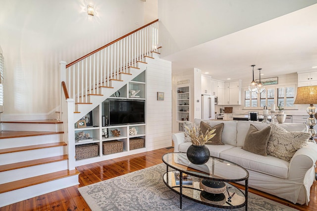 living room featuring dark hardwood / wood-style floors