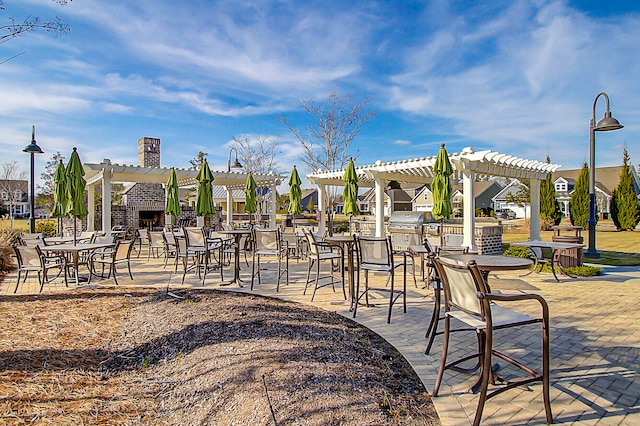 exterior space featuring a pergola