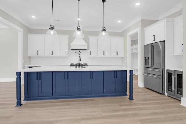 202 Countryside Way, Summerville, SC 29483 - kitchen with wine cooler, light countertops, a kitchen breakfast bar, and high end fridge