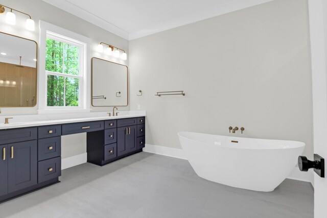 202 Countryside Way, Summerville, SC 29483 - bathroom with double vanity, a sink, baseboards, and a soaking tub