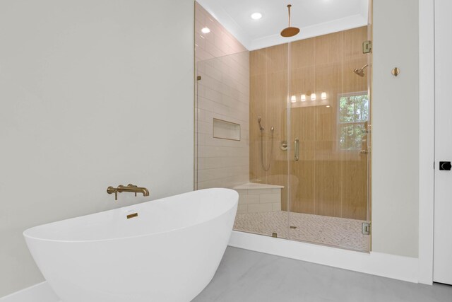 202 Countryside Way, Summerville, SC 29483 - full bathroom featuring a freestanding bath, a shower stall, recessed lighting, and a sink