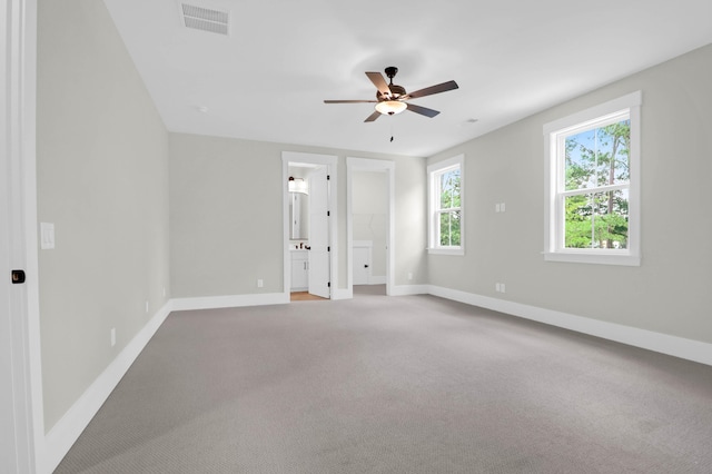 202 Countryside Way, Summerville, SC 29483 - unfurnished bedroom with visible vents, baseboards, ensuite bathroom, ceiling fan, and carpet flooring