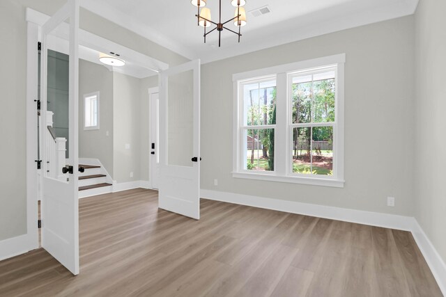 202 Countryside Way, Summerville, SC 29483 - interior space with baseboards, a chandelier, wood finished floors, and visible vents