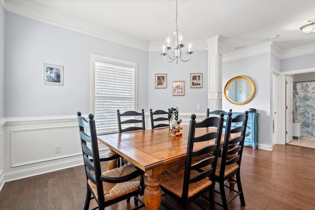 3751 Copahee Sound Dr, Mount Pleasant, SC 29466 - dining space with a chandelier, crown molding, and wood finished floors