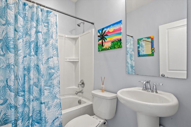 3751 Copahee Sound Dr, Mount Pleasant, SC 29466 - bathroom featuring toilet, shower / bathtub combination with curtain, and a sink