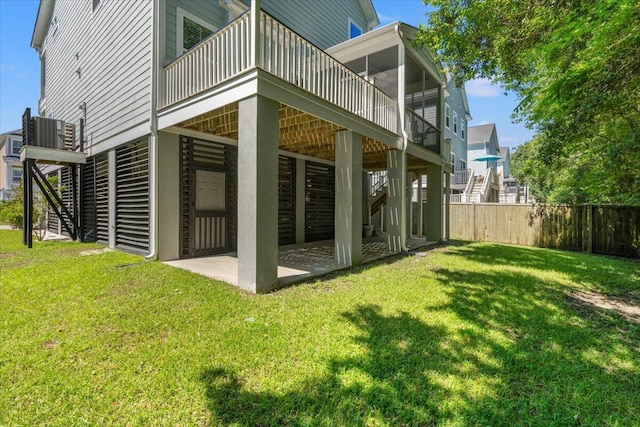 3751 Copahee Sound Dr, Mount Pleasant, SC 29466 - back of house featuring a patio, stairs, a sunroom, and cooling unit