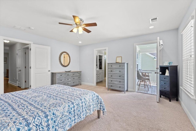 3751 Copahee Sound Dr, Mount Pleasant, SC 29466 - carpeted bedroom featuring baseboards, ceiling fan, and access to outside