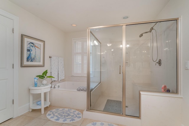 265 Venice Way Unit 1-201, Myrtle Beach, SC 29577 - bathroom featuring tile patterned floors and shower with separate bathtub