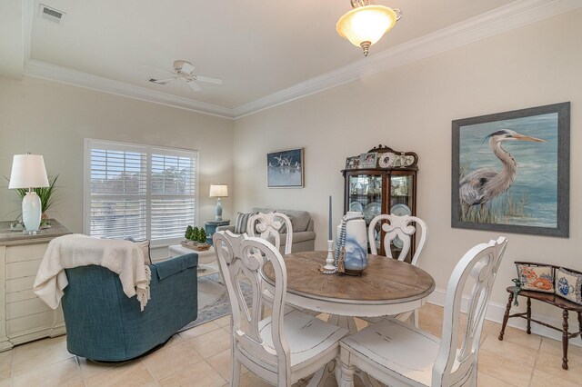 265 Venice Way Unit 1-201, Myrtle Beach, SC 29577 - tiled dining space with crown molding and ceiling fan