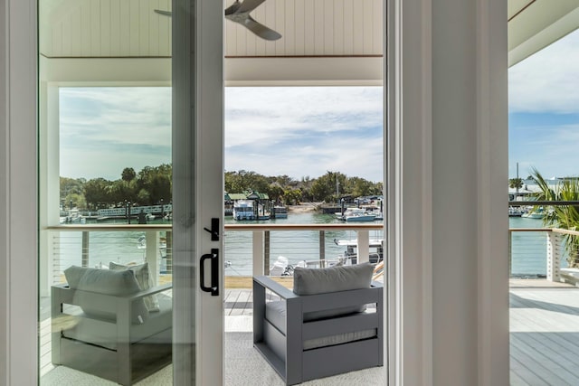 balcony with a water view