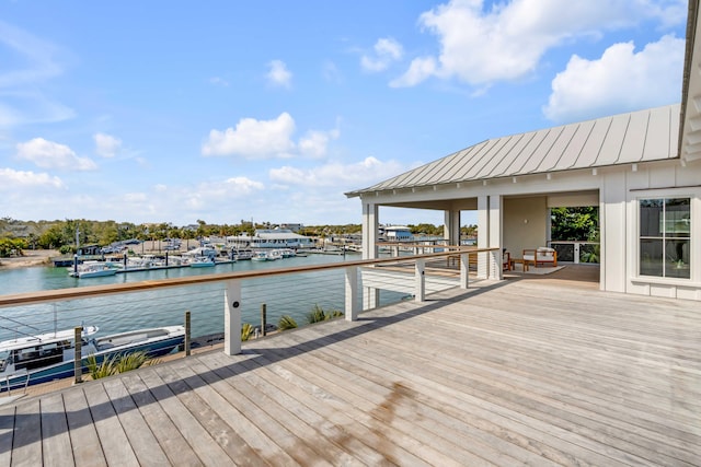 dock area featuring a water view