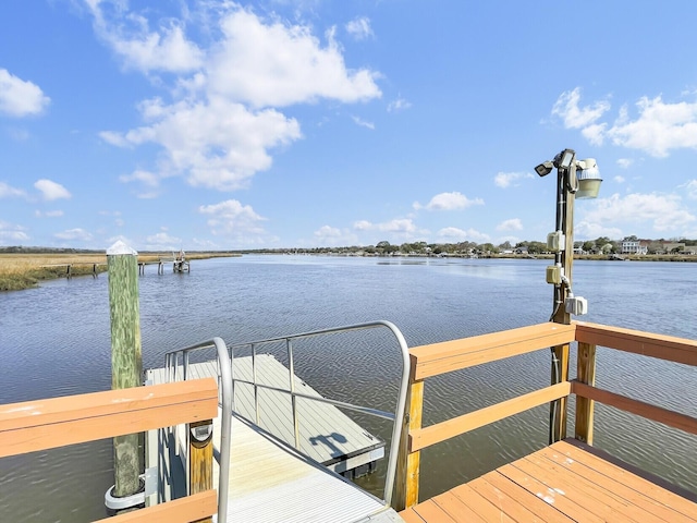 view of dock featuring a water view