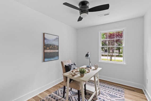 411 Berkeley Dr, Moncks Corner, SC 29461 - office featuring light wood-style floors, baseboards, and a ceiling fan