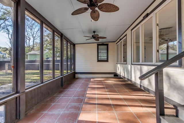 view of unfurnished sunroom