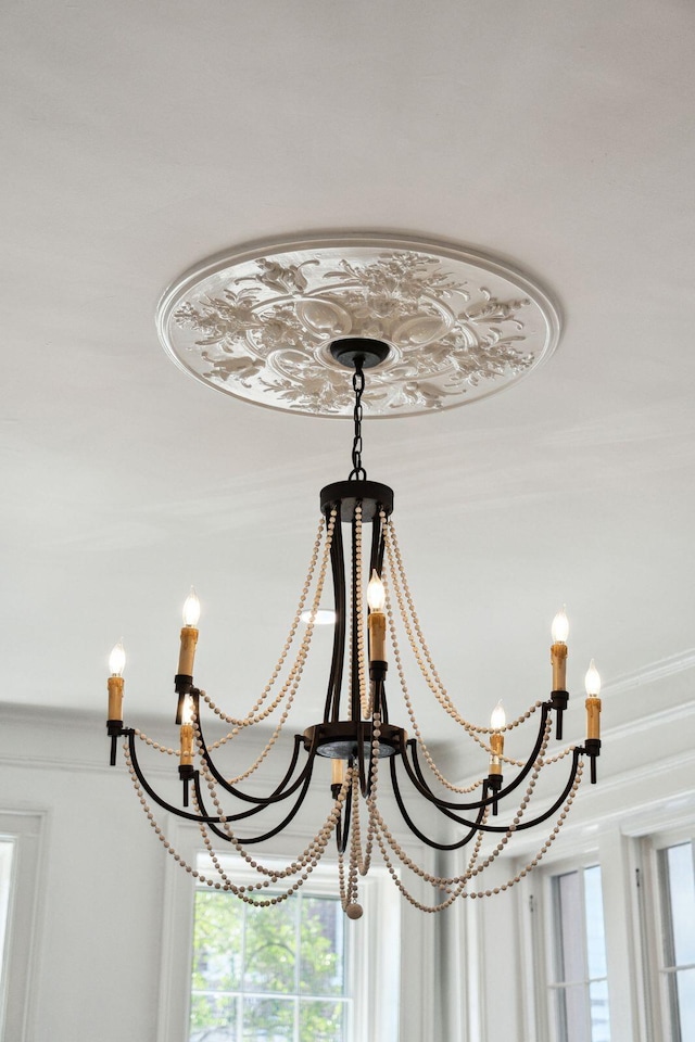 71 E Bay St, Charleston, SC 29401 - detailed view of crown molding and a chandelier