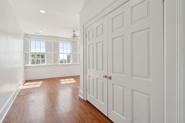 71 E Bay St, Charleston, SC 29401 - corridor featuring baseboards, dark wood-type flooring, and recessed lighting
