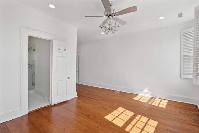71 E Bay St, Charleston, SC 29401 - empty room with a ceiling fan, wood finished floors, baseboards, and recessed lighting