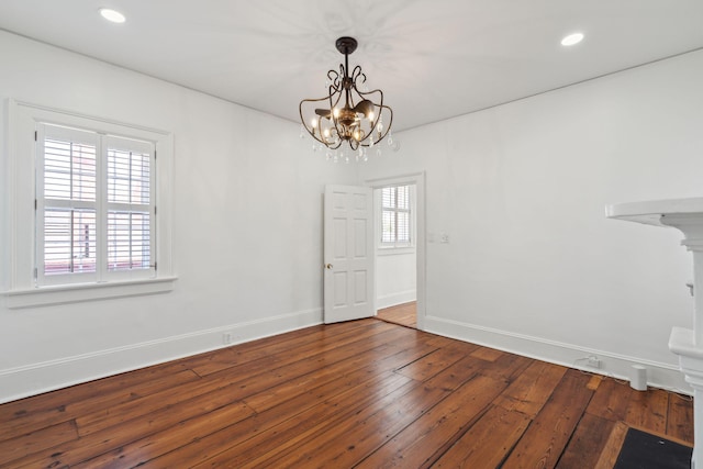 71 E Bay St, Charleston, SC 29401 - unfurnished dining area featuring a chandelier, wood-type flooring, baseboards, and recessed lighting