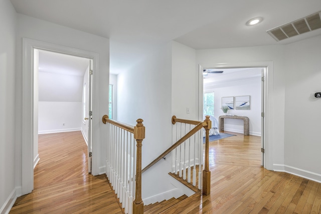 2028 Prospect Hill Dr, Mount Pleasant, SC 29464 - corridor with an upstairs landing, light wood-style flooring, baseboards, and recessed lighting