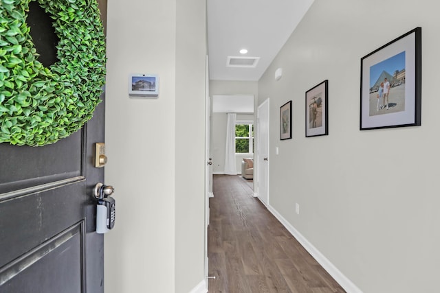 725 Pepperbush St, Charleston, SC 29414 - hall with baseboards, wood finished floors, and recessed lighting