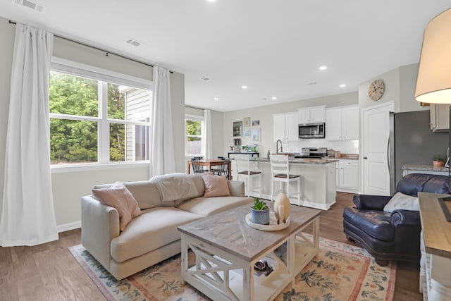 725 Pepperbush St, Charleston, SC 29414 - living area with wood finished floors, recessed lighting, and baseboards