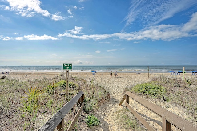 property view of water with a beach view