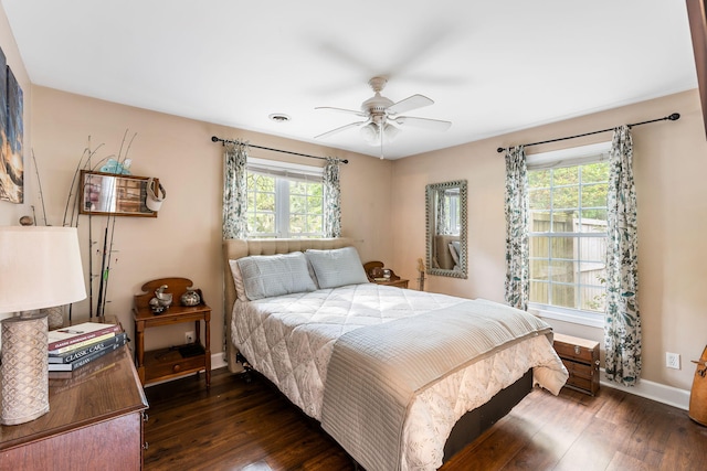 532 Sunset Dr, Charleston, SC 29407 - bedroom featuring hardwood / wood-style flooring, baseboards, and a ceiling fan