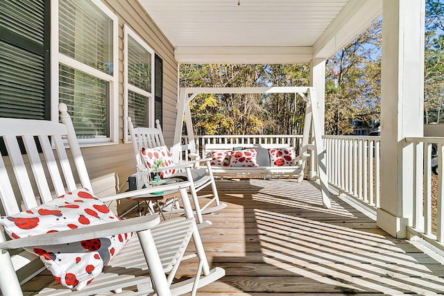 deck with a porch