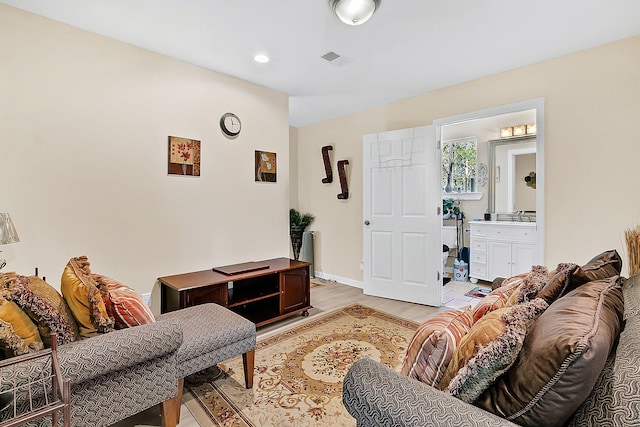 living room featuring light hardwood / wood-style floors