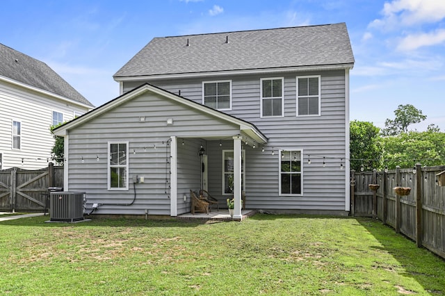243 Old Savannah Dr, Goose Creek, SC 29445 - rear view of house featuring a patio, central air condition unit, a gate, and a shingled roof
