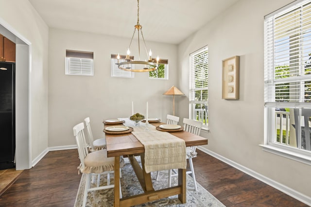 243 Old Savannah Dr, Goose Creek, SC 29445 - dining space with a chandelier, baseboards, and dark wood finished floors
