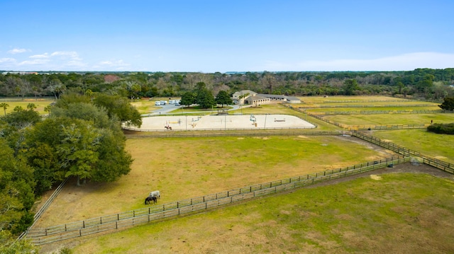 birds eye view of property featuring a rural view